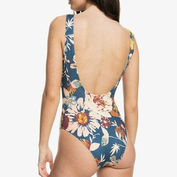 Quiksilver Tie Front One Piece Swimsuit Dark Denim Large NWT - Picture 13 of 13